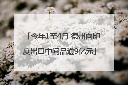 今年1至4月 德州向印度出口中间品逾9亿元